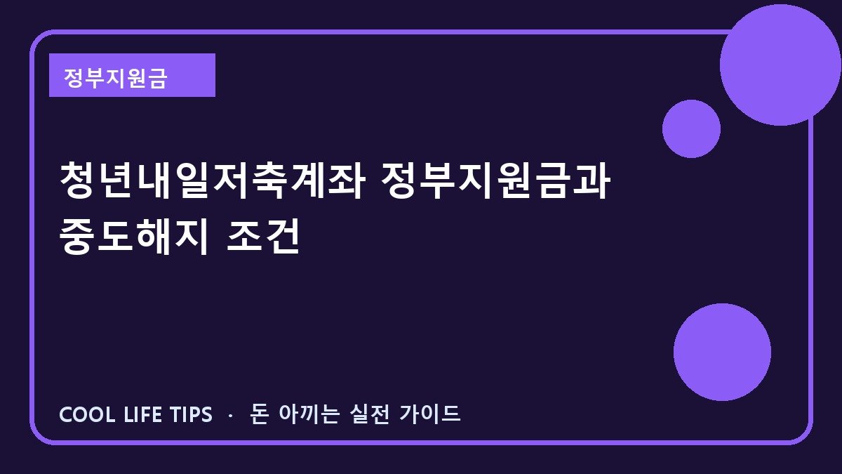 청년내일저축계좌 정부지원금과 중도해지 조건